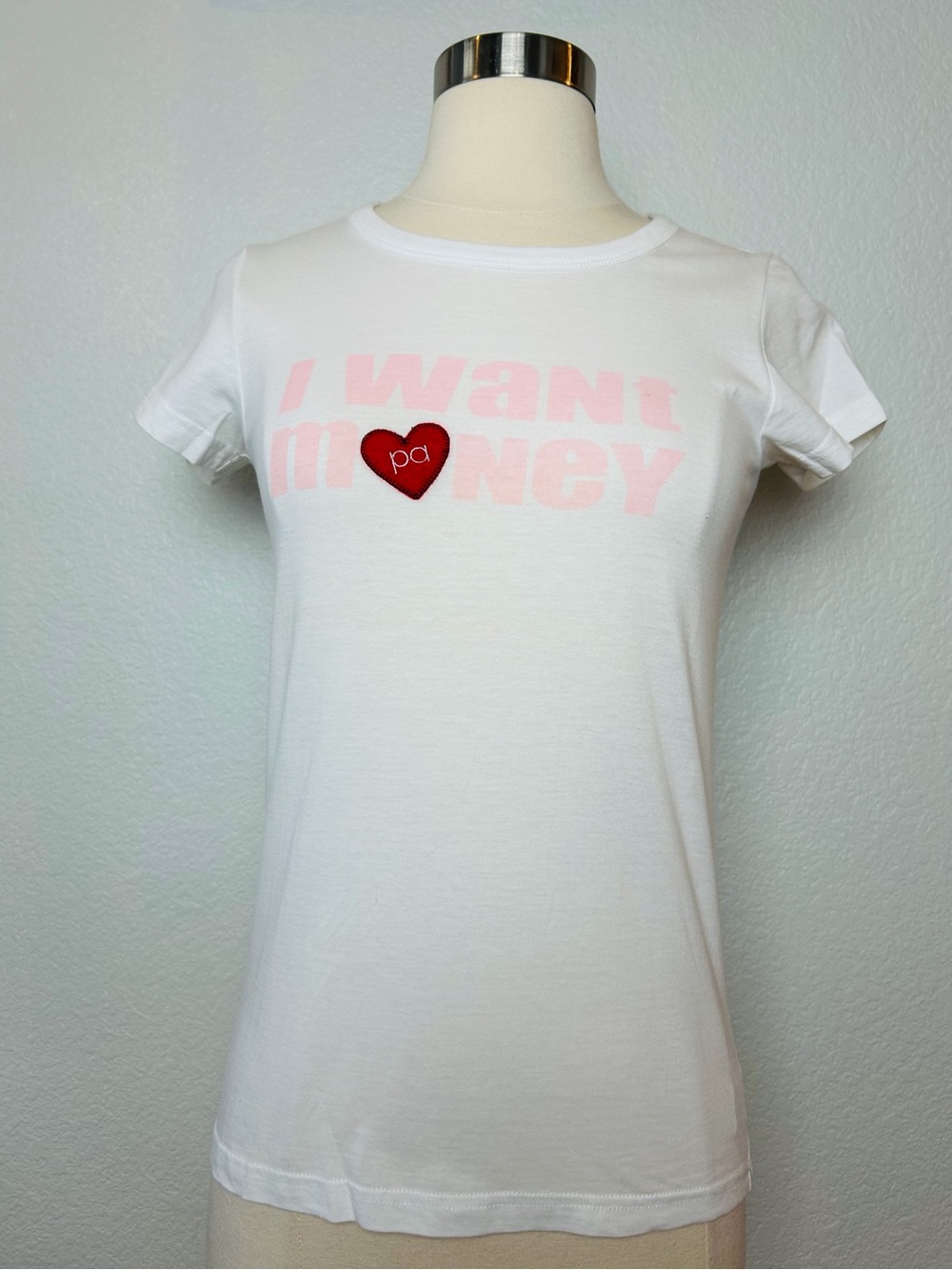 Peter Alexander T-Shirt Top Women's S White I Want Money Print Comfort NWT